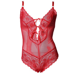 Enchantress sheer red lace body - the luxe nude