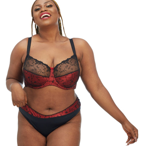 Amural red and black non-padded lace bra - the luxe nude